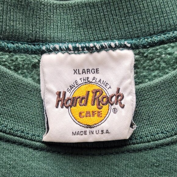Hard Rock Cafe Honolulu Green Sweatshirt X-Large Save The Planet Made In USA - Picture 5 of 13